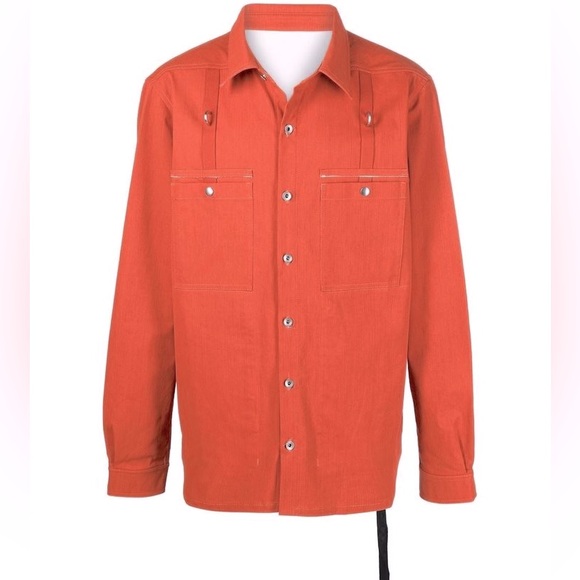 Rick Owens DRKSHDW cotton-blend shirt jacket - Orange Sz M, NWT - Picture 1 of 10